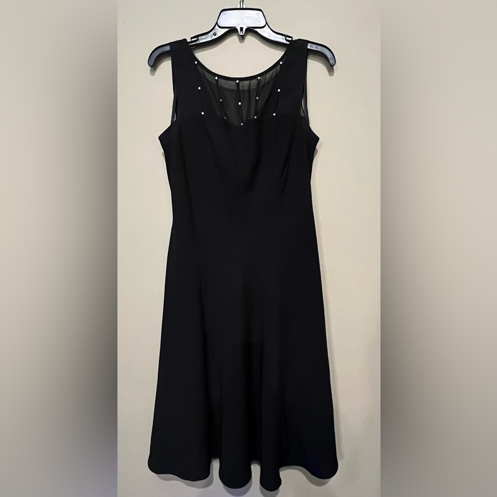 Women’s Black Rhinestone Cowl Neckline Jones West Dress Size 12 NWOT